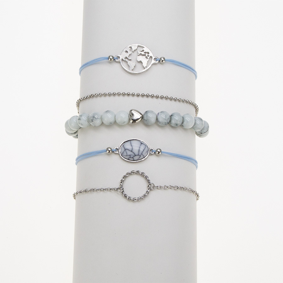 Love Pentagram Moon Star Bracelets Women Bling Crystal Earth Beads Anklets Summer Jewelry Set