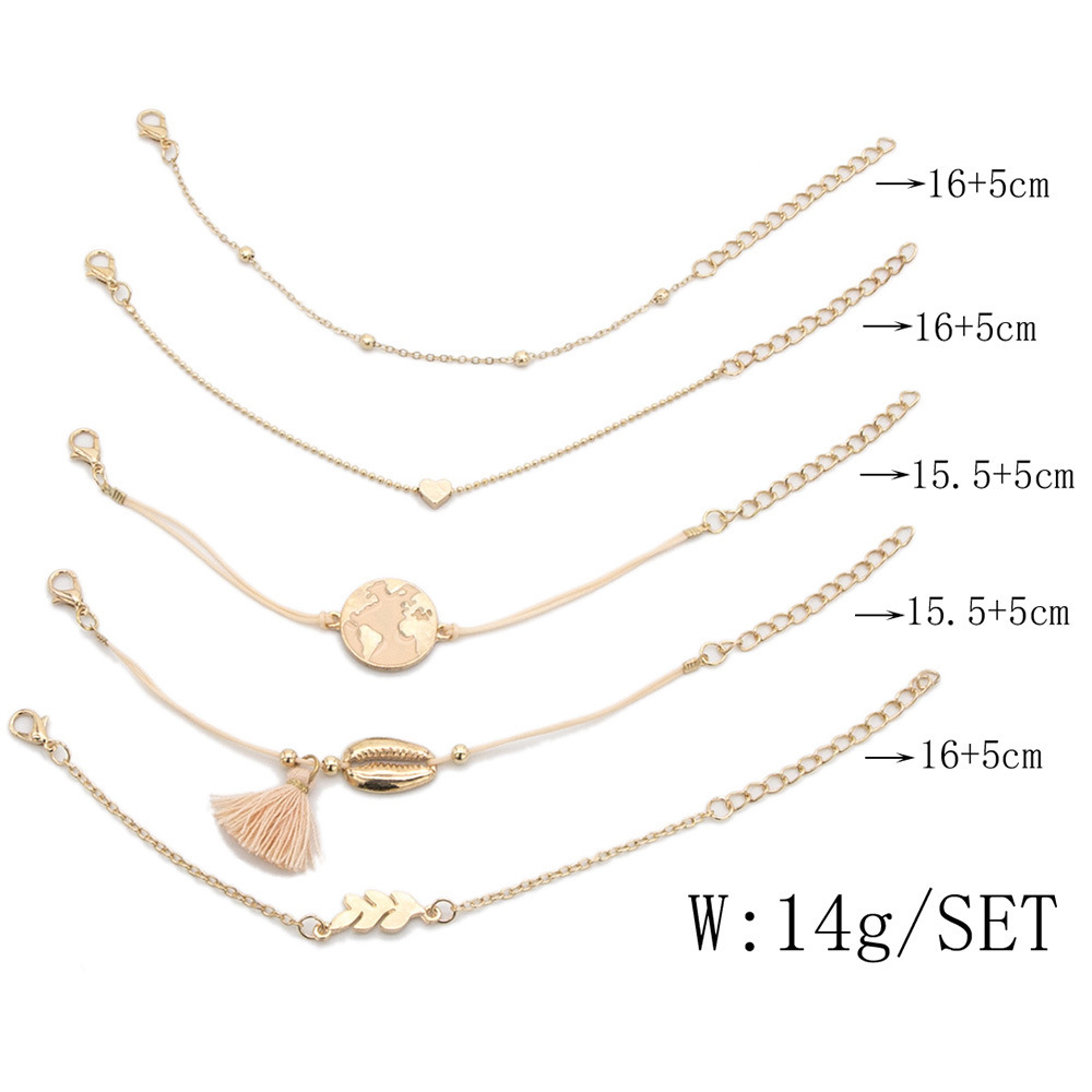 Love Pentagram Moon Star Bracelets Women Bling Crystal Earth Beads Anklets Summer Jewelry Set