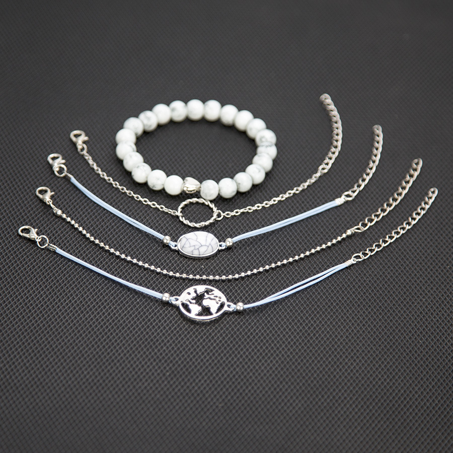 Love Pentagram Moon Star Bracelets Women Bling Crystal Earth Beads Anklets Summer Jewelry Set