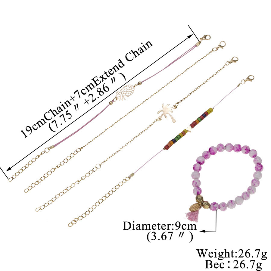 Love Pentagram Moon Star Bracelets Women Bling Crystal Earth Beads Anklets Summer Jewelry Set