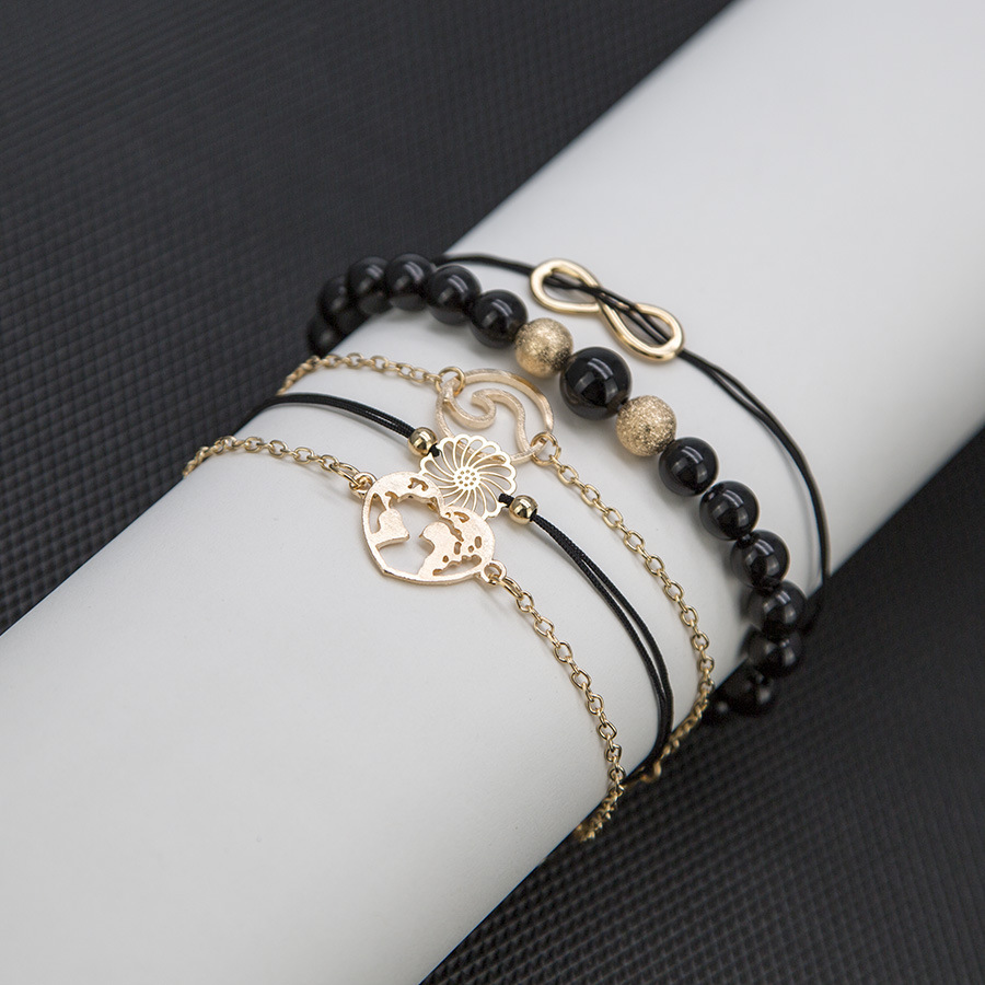 Love Pentagram Moon Star Bracelets Women Bling Crystal Earth Beads Anklets Summer Jewelry Set