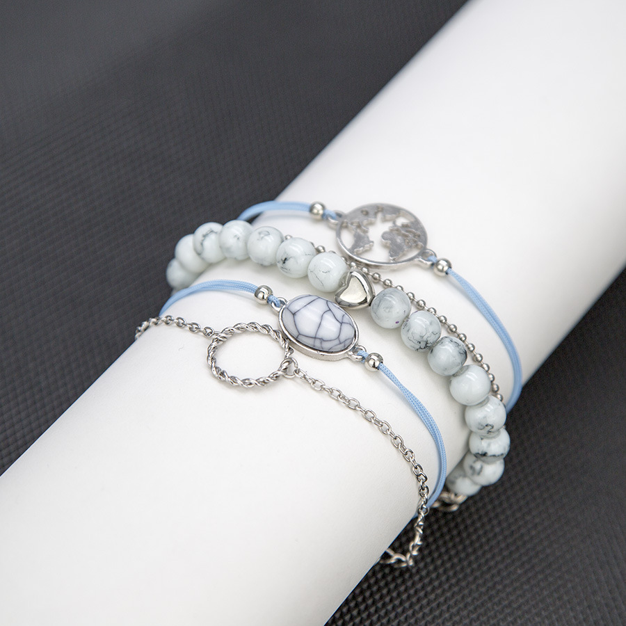 Love Pentagram Moon Star Bracelets Women Bling Crystal Earth Beads Anklets Summer Jewelry Set