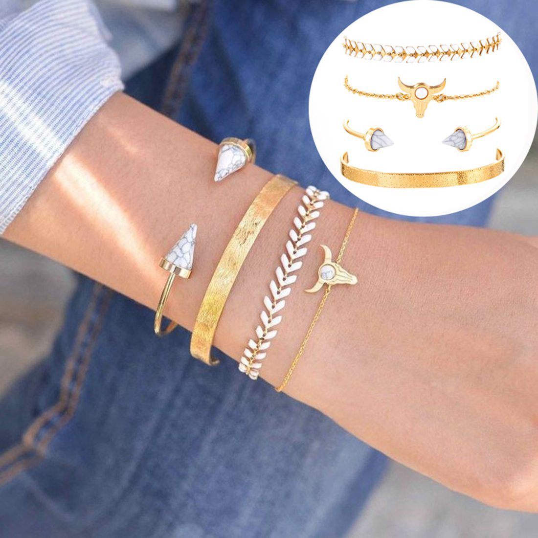 Gold Adjustable Olive Leaf Bracelets for Women Girls Wheat Spike Multiple Stackable Wrap Bangle Brangle Beach Foot Anklet …
