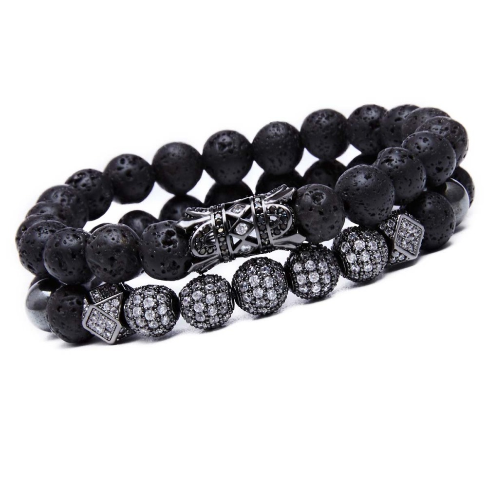 8MM Lava Rock Beads Bracelet for Men Women Essential Oil Beaded Healing Anxiety Bracelets Gift for Father's Day