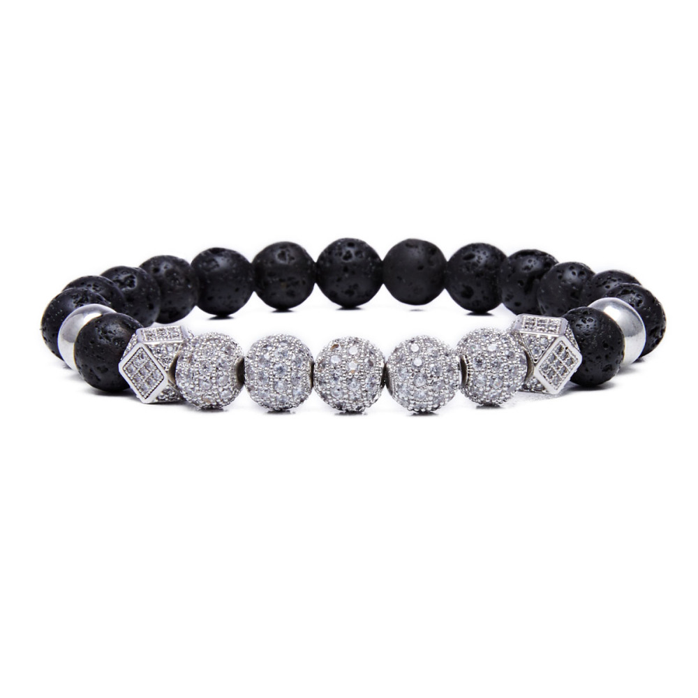 8MM Lava Rock Beads Bracelet for Men Women Essential Oil Beaded Healing Anxiety Bracelets Gift for Father's Day
