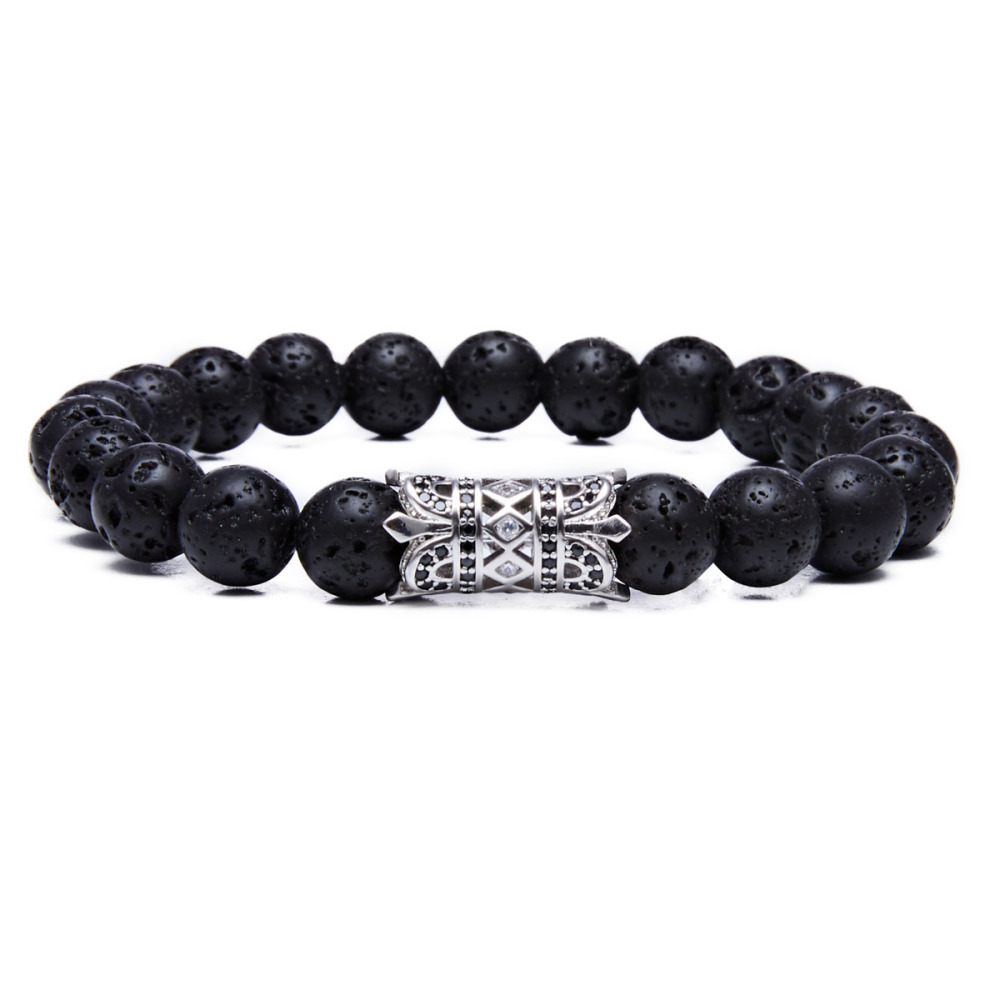 8MM Lava Rock Beads Bracelet for Men Women Essential Oil Beaded Healing Anxiety Bracelets Gift for Father's Day