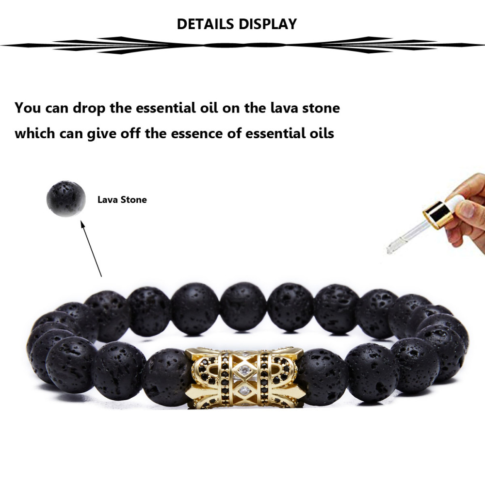 8MM Lava Rock Beads Bracelet for Men Women Essential Oil Beaded Healing Anxiety Bracelets Gift for Father's Day