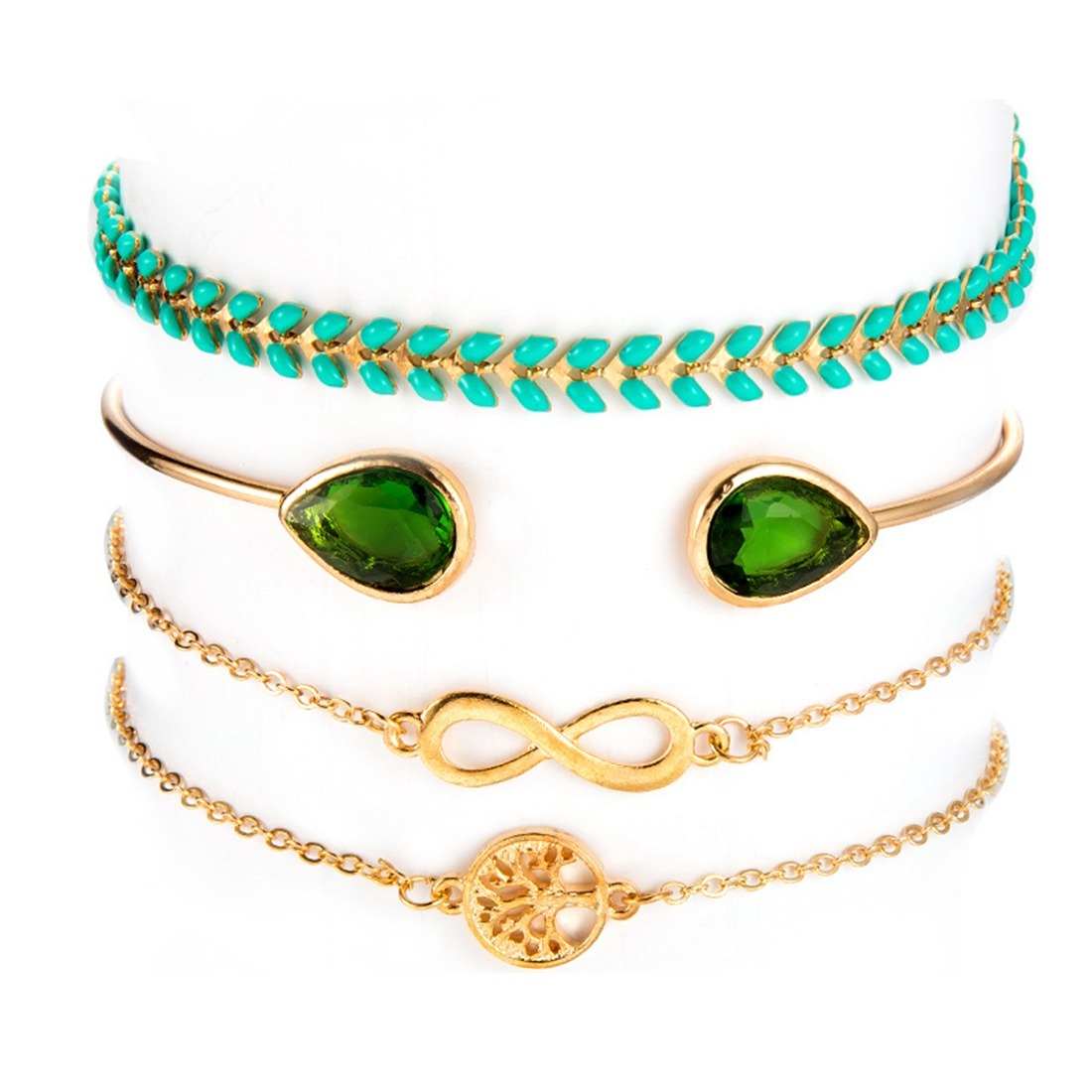 Gold Adjustable Olive Leaf Bracelets for Women Girls Wheat Spike Multiple Stackable Wrap Bangle Brangle Beach Foot Anklet …