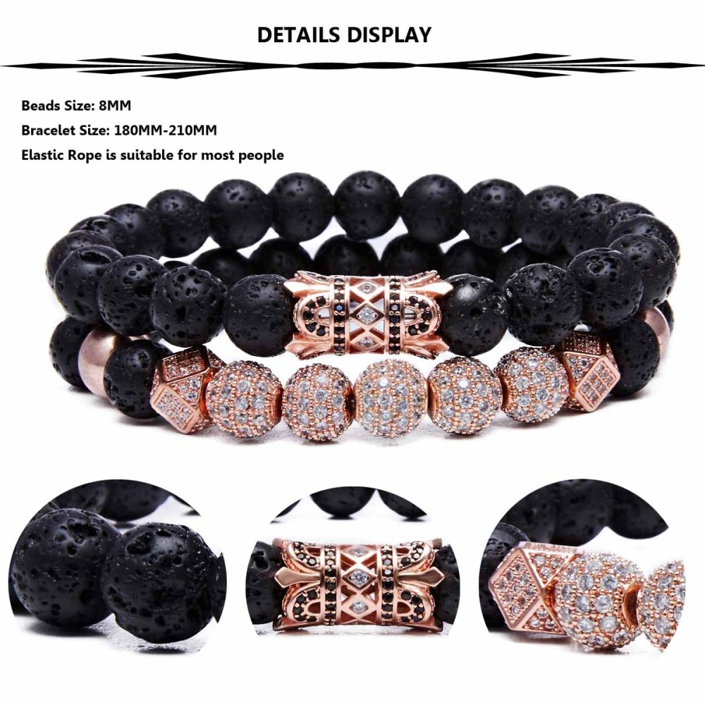 8MM Lava Rock Beads Bracelet for Men Women Essential Oil Beaded Healing Anxiety Bracelets Gift for Father's Day