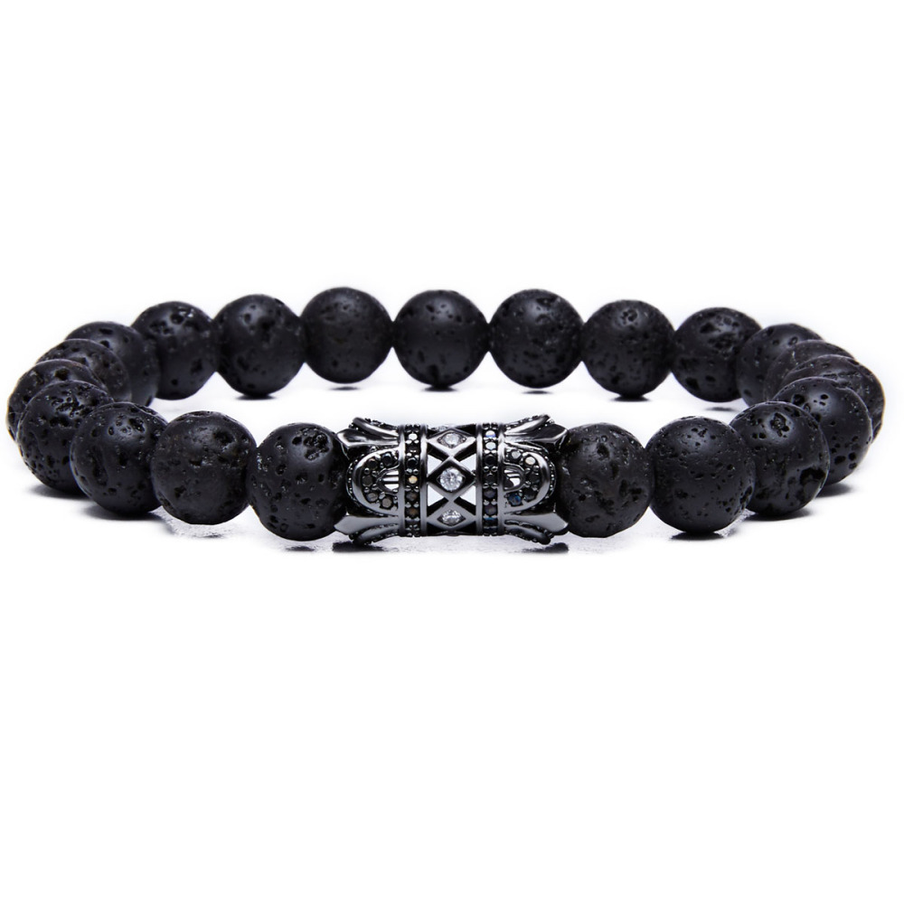 8MM Lava Rock Beads Bracelet for Men Women Essential Oil Beaded Healing Anxiety Bracelets Gift for Father's Day