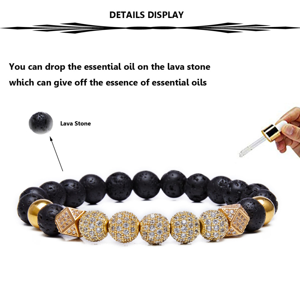 8MM Lava Rock Beads Bracelet for Men Women Essential Oil Beaded Healing Anxiety Bracelets Gift for Father's Day