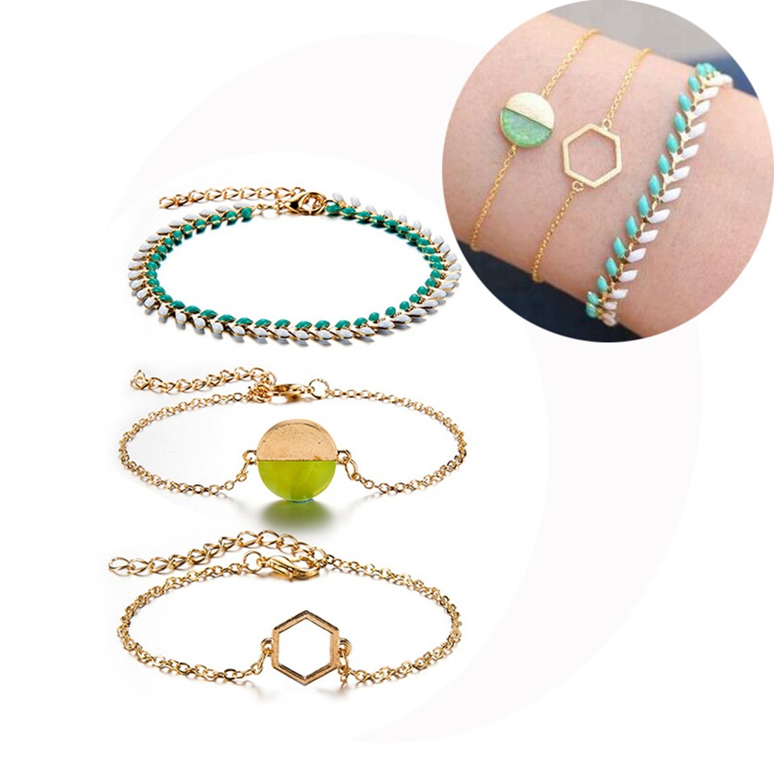 Gold Adjustable Olive Leaf Bracelets for Women Girls Wheat Spike Multiple Stackable Wrap Bangle Brangle Beach Foot Anklet …