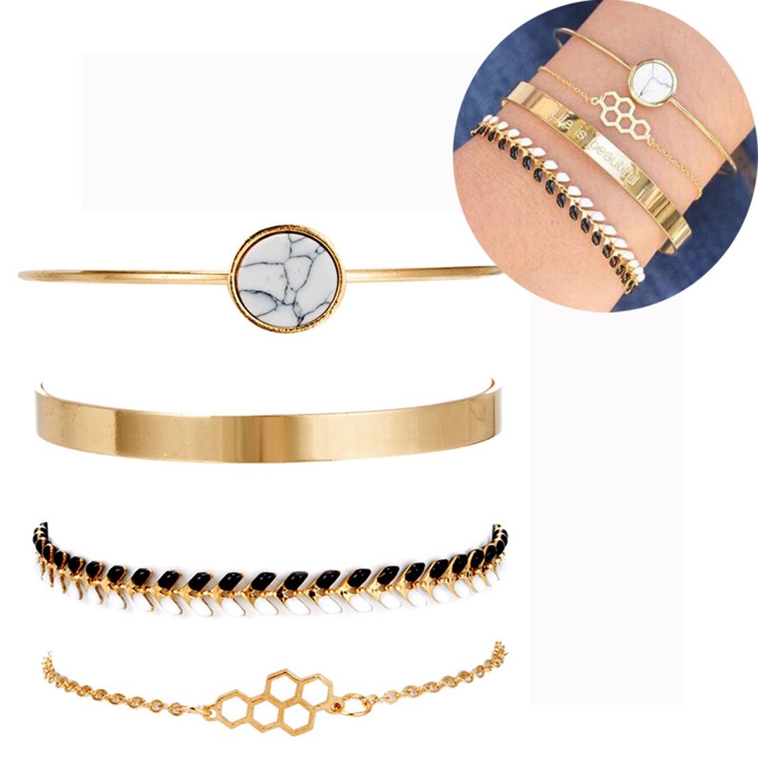 Gold Adjustable Olive Leaf Bracelets for Women Girls Wheat Spike Multiple Stackable Wrap Bangle Brangle Beach Foot Anklet …