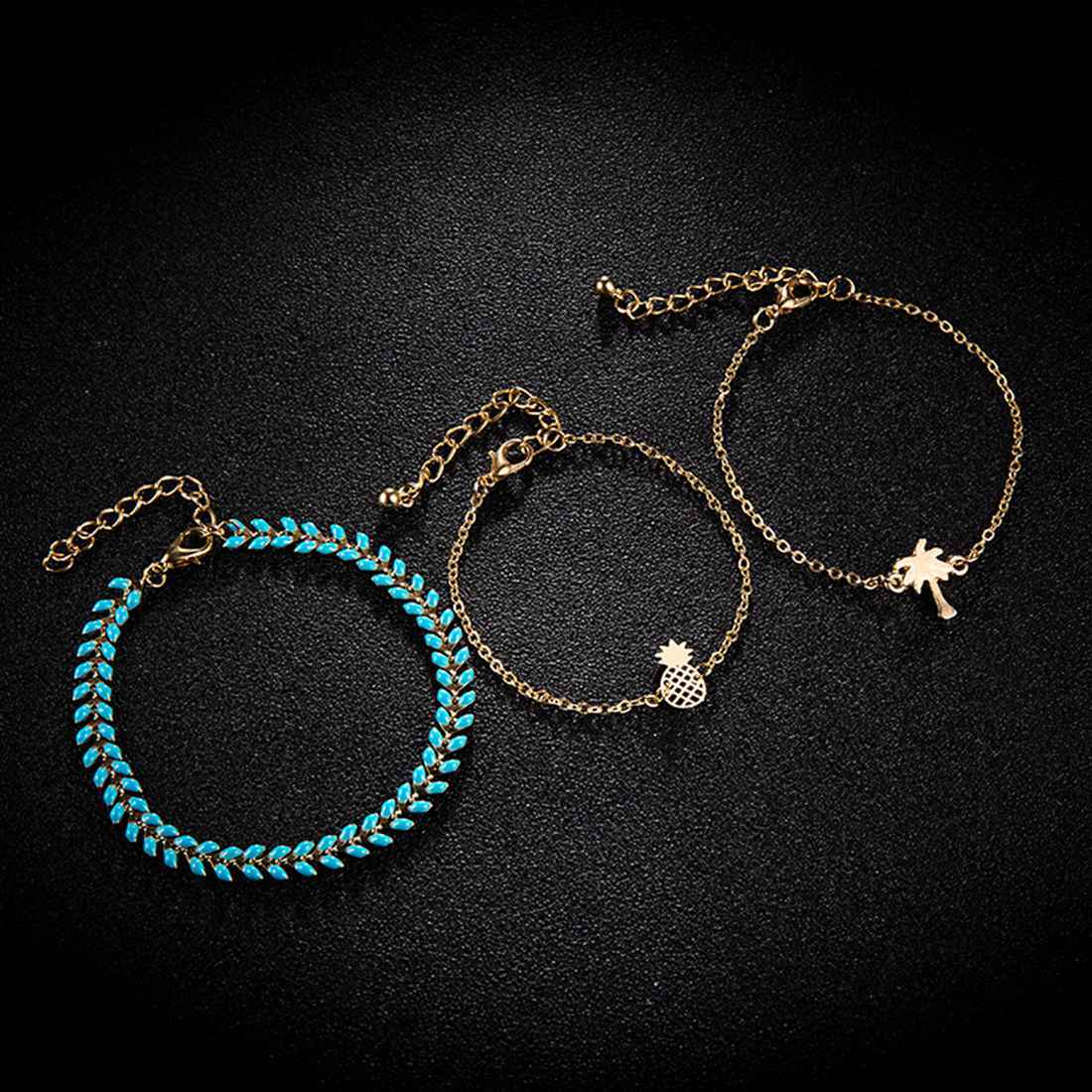 Gold Adjustable Olive Leaf Bracelets for Women Girls Wheat Spike Multiple Stackable Wrap Bangle Brangle Beach Foot Anklet …