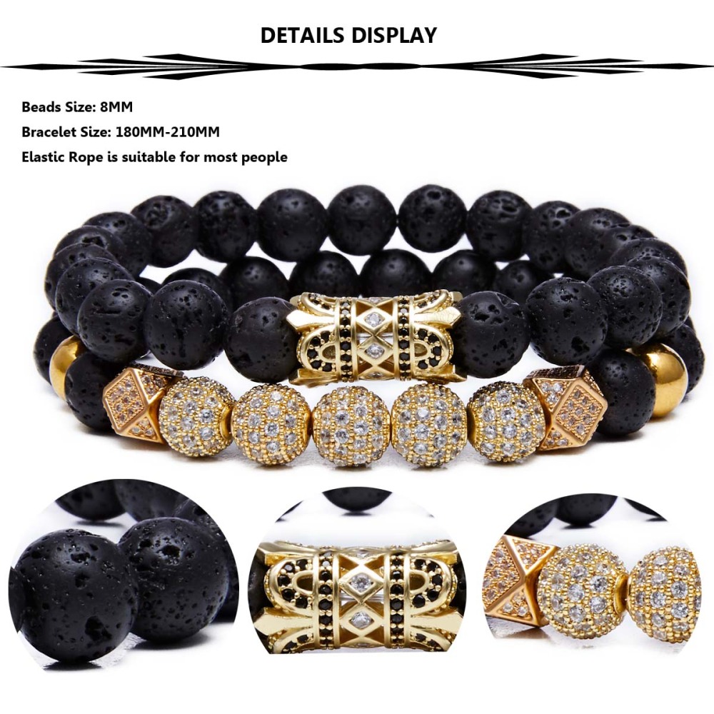 8MM Lava Rock Beads Bracelet for Men Women Essential Oil Beaded Healing Anxiety Bracelets Gift for Father's Day
