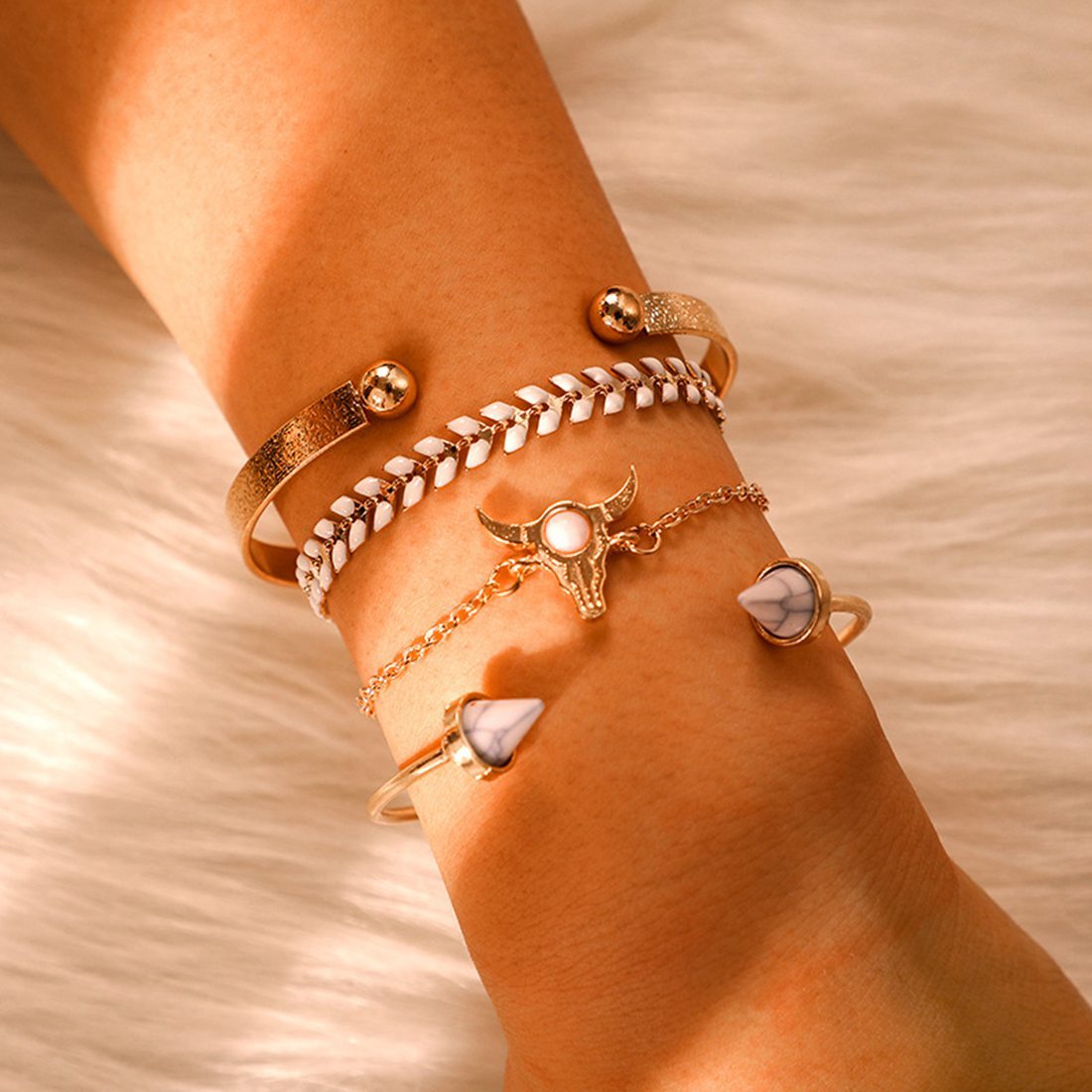 Gold Adjustable Olive Leaf Bracelets for Women Girls Wheat Spike Multiple Stackable Wrap Bangle Brangle Beach Foot Anklet …