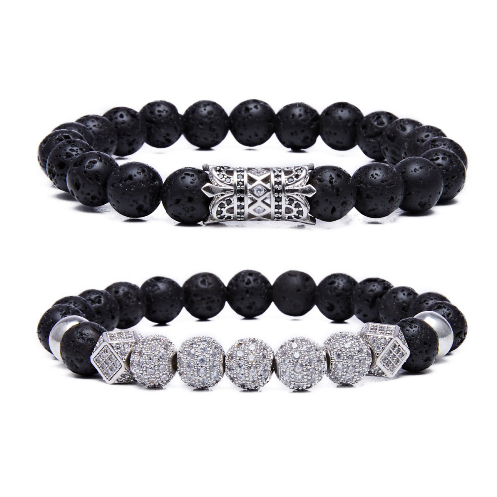 8MM Lava Rock Beads Bracelet for Men Women Essential Oil Beaded Healing Anxiety Bracelets Gift for Father's Day