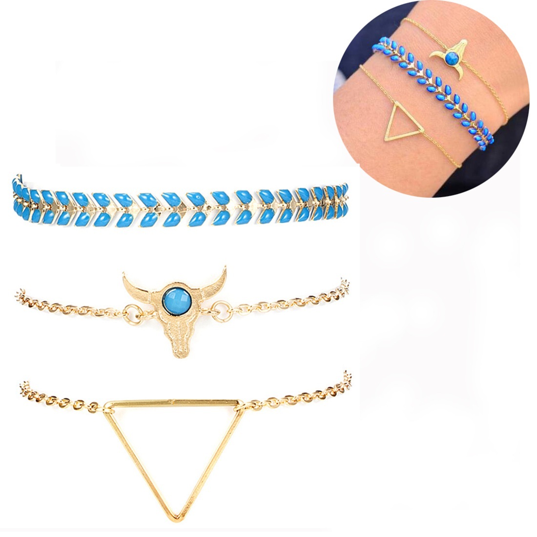 Gold Adjustable Olive Leaf Bracelets for Women Girls Wheat Spike Multiple Stackable Wrap Bangle Brangle Beach Foot Anklet …