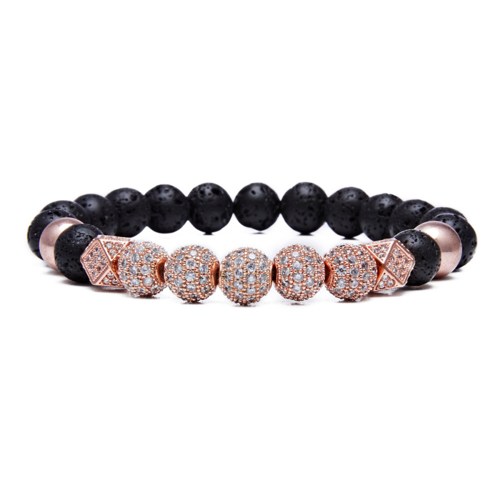 8MM Lava Rock Beads Bracelet for Men Women Essential Oil Beaded Healing Anxiety Bracelets Gift for Father's Day