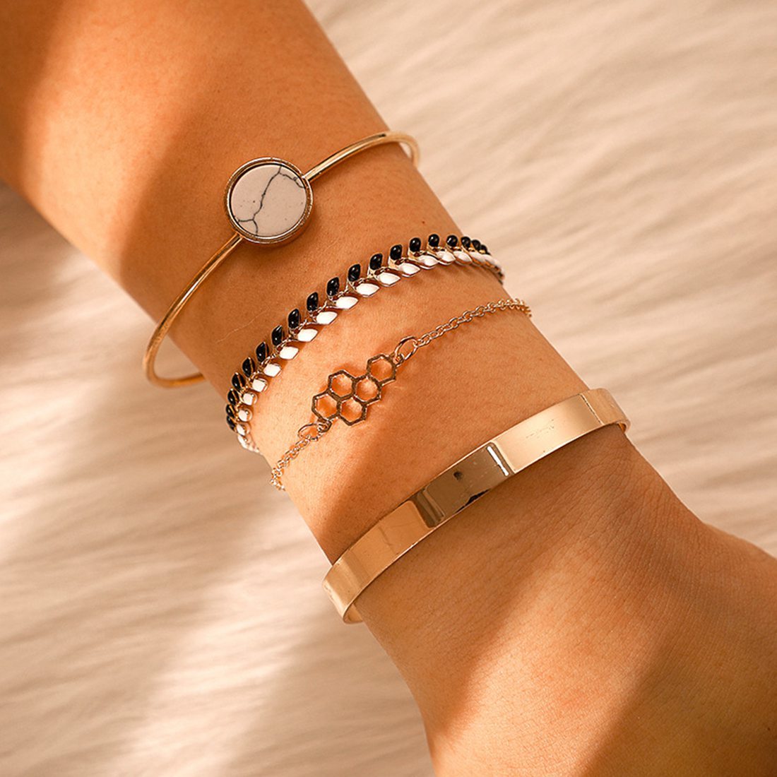 Gold Adjustable Olive Leaf Bracelets for Women Girls Wheat Spike Multiple Stackable Wrap Bangle Brangle Beach Foot Anklet …