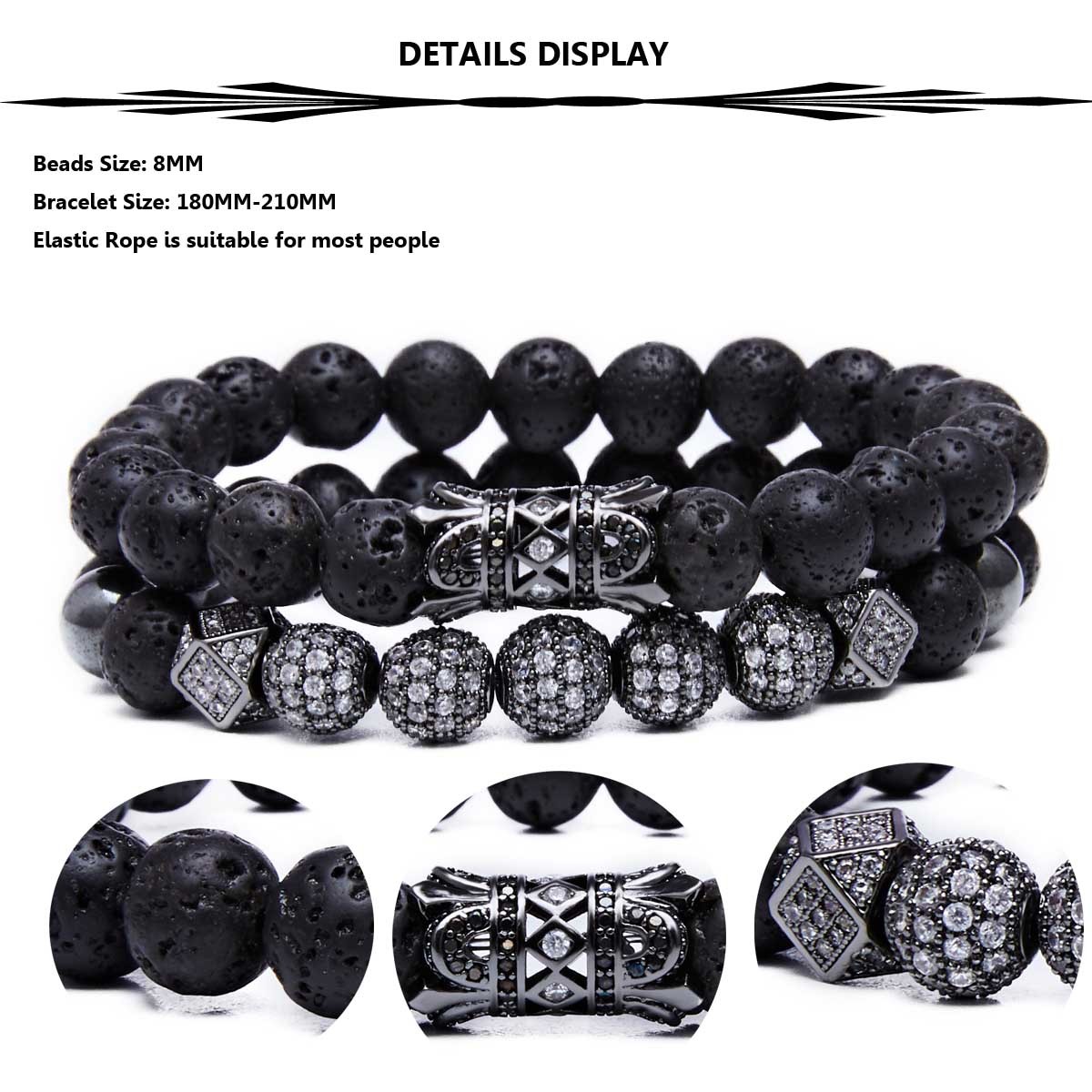 8MM Matte Onyx Beads Bracelet for Men Women Essential Oil Beaded Healing Anxiety Bracelets Gift for Father's Day