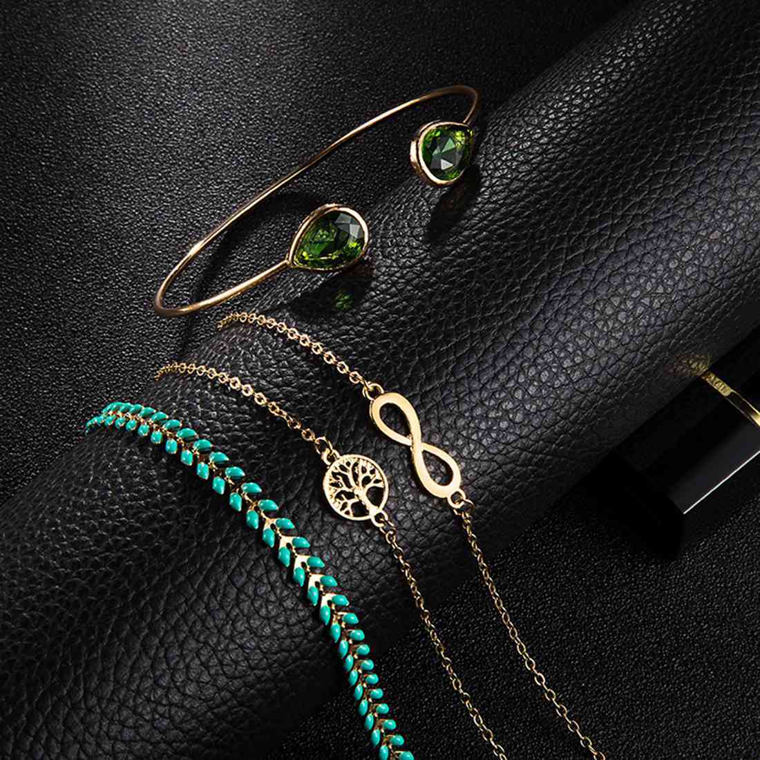 Gold Adjustable Olive Leaf Bracelets for Women Girls Wheat Spike Multiple Stackable Wrap Bangle Brangle Beach Foot Anklet …