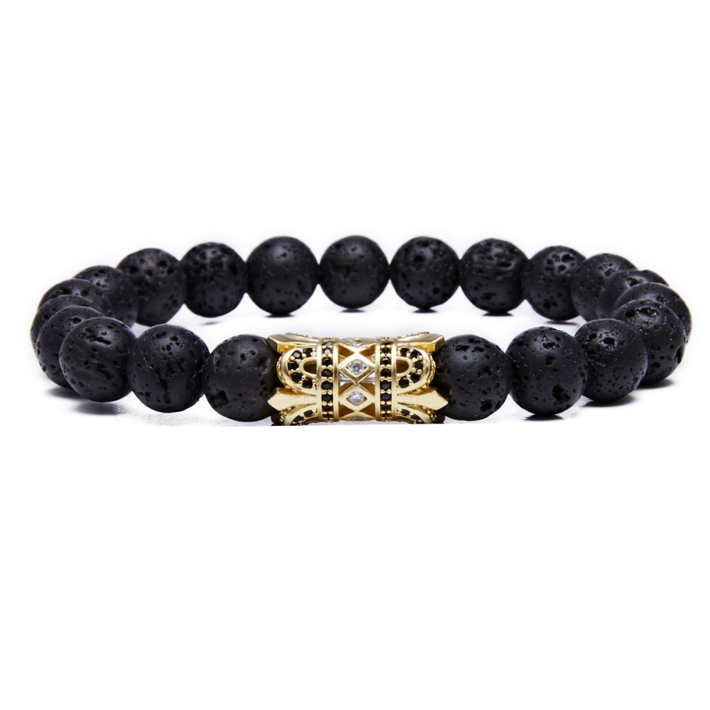 8MM Lava Rock Beads Bracelet for Men Women Essential Oil Beaded Healing Anxiety Bracelets Gift for Father's Day