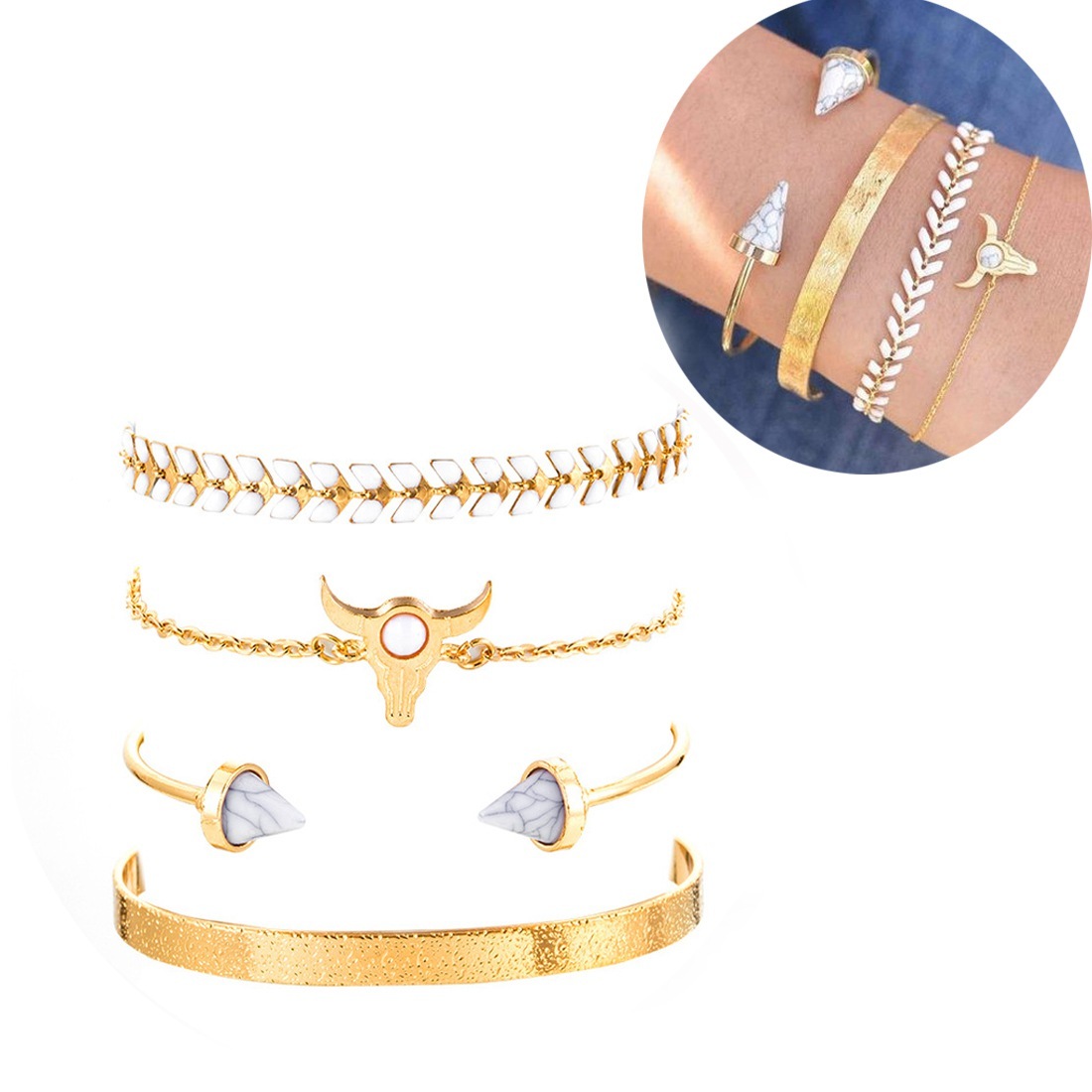 Gold Adjustable Olive Leaf Bracelets for Women Girls Wheat Spike Multiple Stackable Wrap Bangle Brangle Beach Foot Anklet …