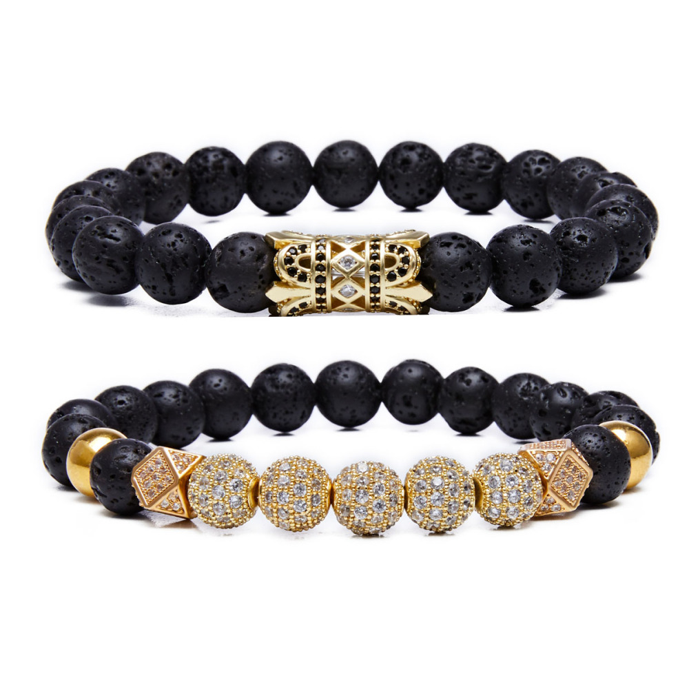8MM Lava Rock Beads Bracelet for Men Women Essential Oil Beaded Healing Anxiety Bracelets Gift for Father's Day