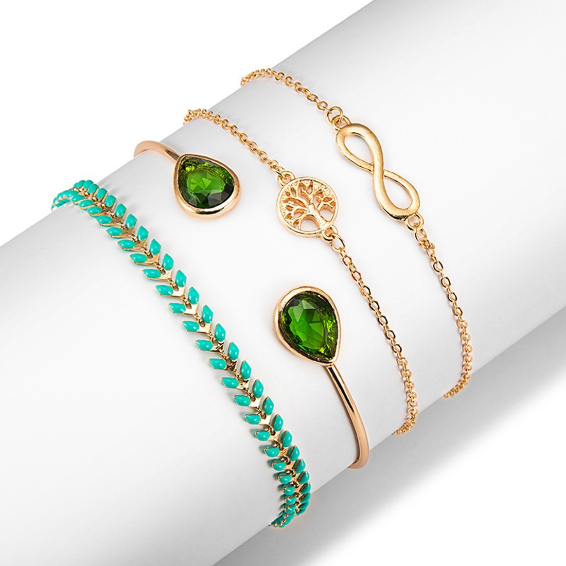 Gold Adjustable Olive Leaf Bracelets for Women Girls Wheat Spike Multiple Stackable Wrap Bangle Brangle Beach Foot Anklet …