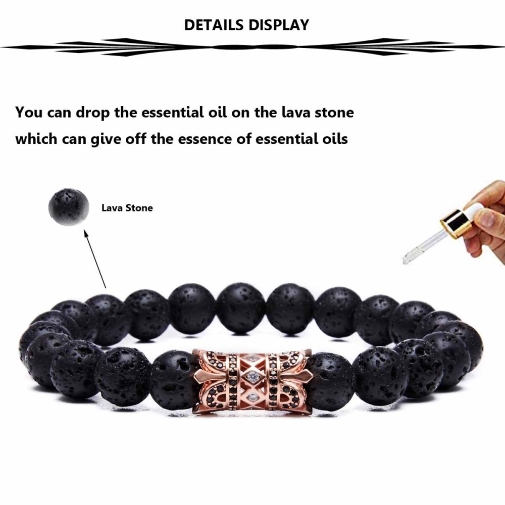 8MM Lava Rock Beads Bracelet for Men Women Essential Oil Beaded Healing Anxiety Bracelets Gift for Father's Day