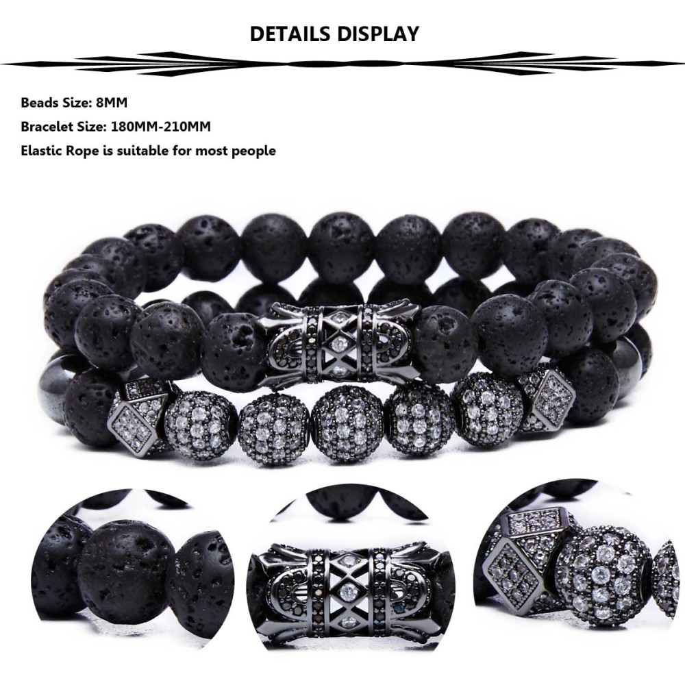 8MM Lava Rock Beads Bracelet for Men Women Essential Oil Beaded Healing Anxiety Bracelets Gift for Father's Day