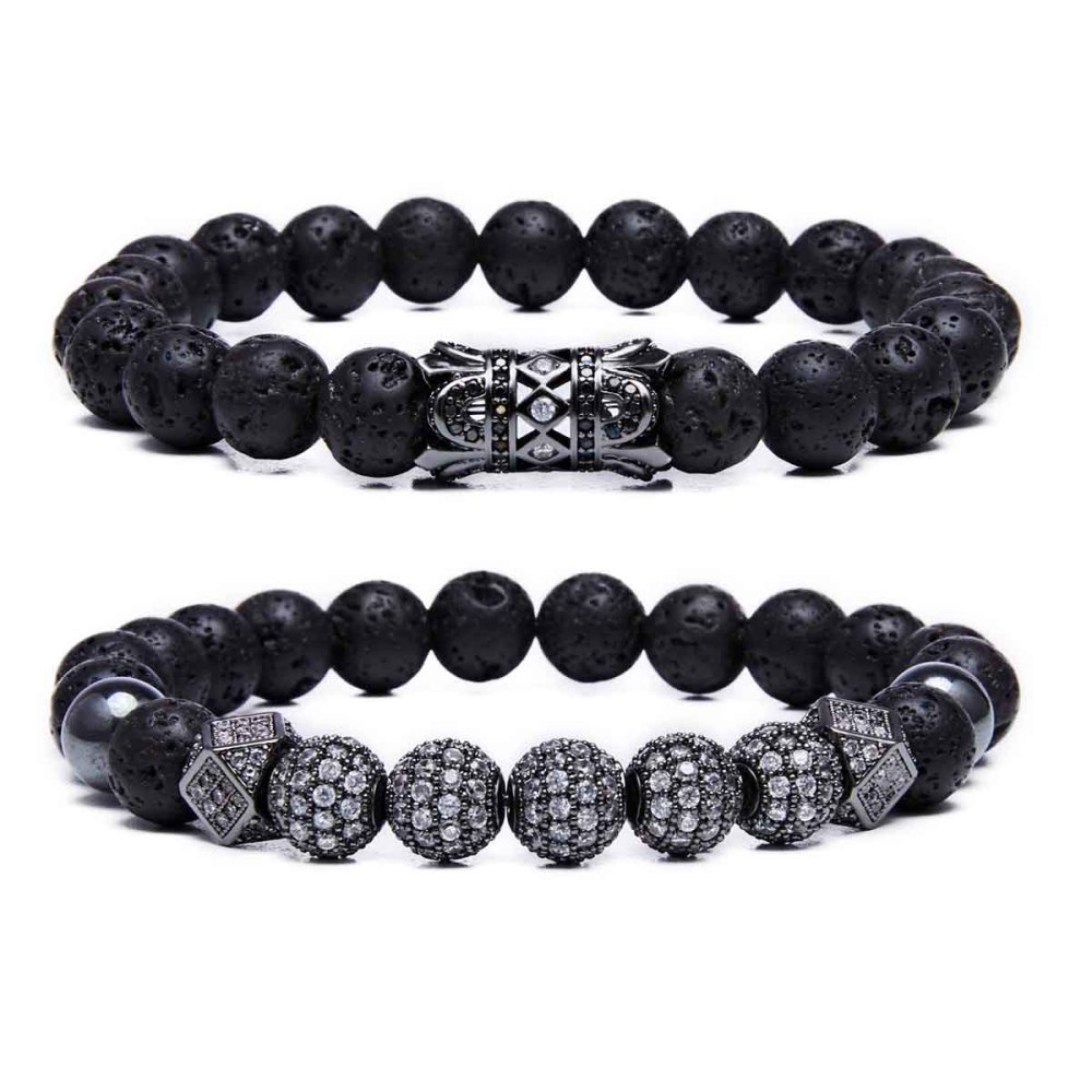 8MM Lava Rock Beads Bracelet for Men Women Essential Oil Beaded Healing Anxiety Bracelets Gift for Father's Day