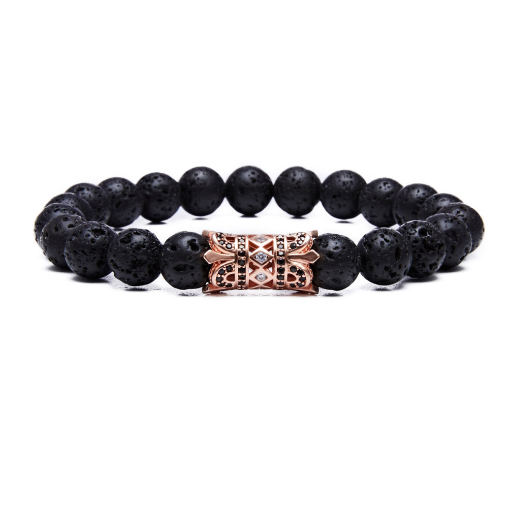 8MM Lava Rock Beads Bracelet for Men Women Essential Oil Beaded Healing Anxiety Bracelets Gift for Father's Day