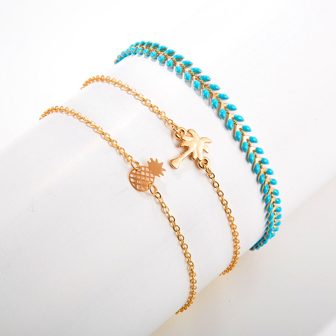 Gold Adjustable Olive Leaf Bracelets for Women Girls Wheat Spike Multiple Stackable Wrap Bangle Brangle Beach Foot Anklet …