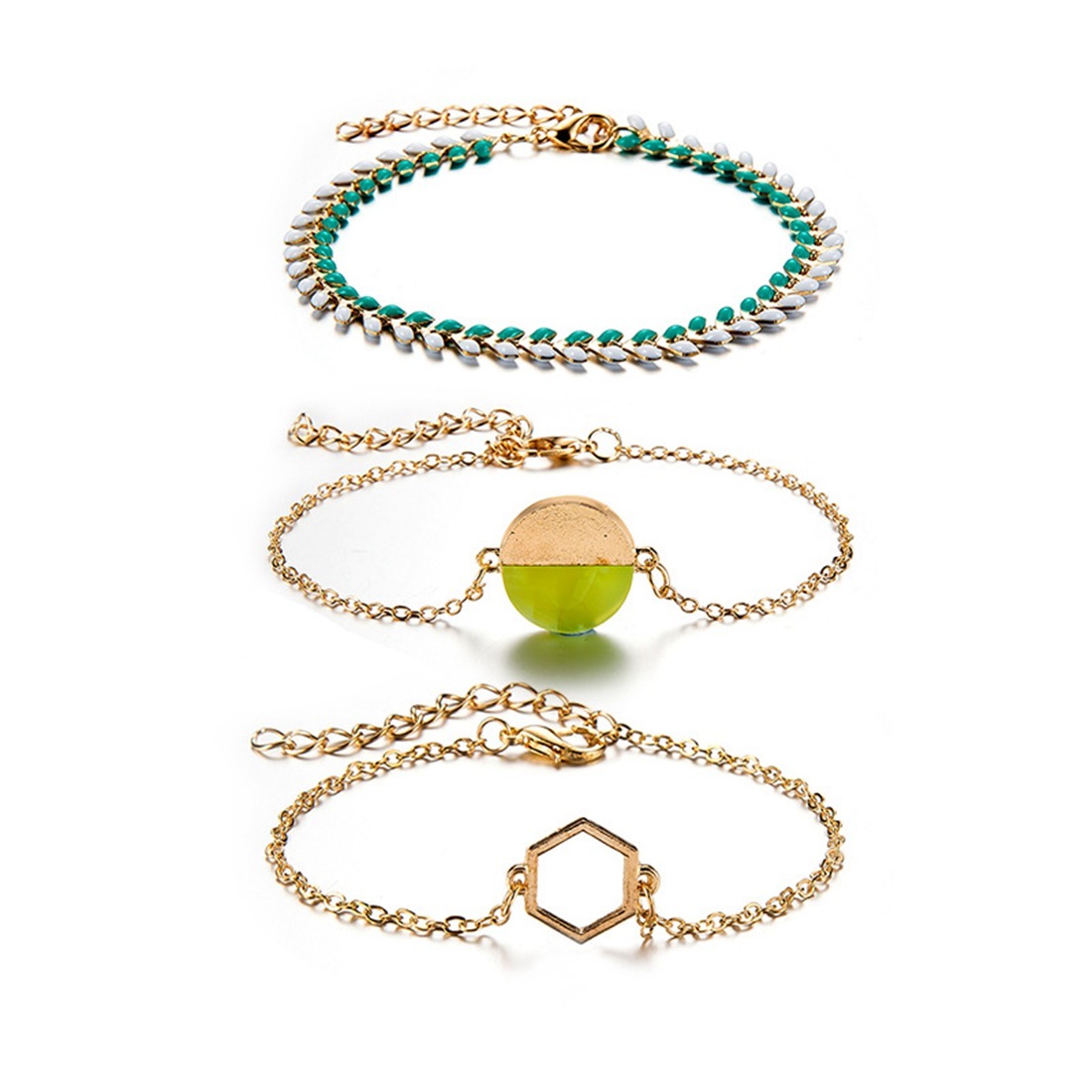 Gold Adjustable Olive Leaf Bracelets for Women Girls Wheat Spike Multiple Stackable Wrap Bangle Brangle Beach Foot Anklet …