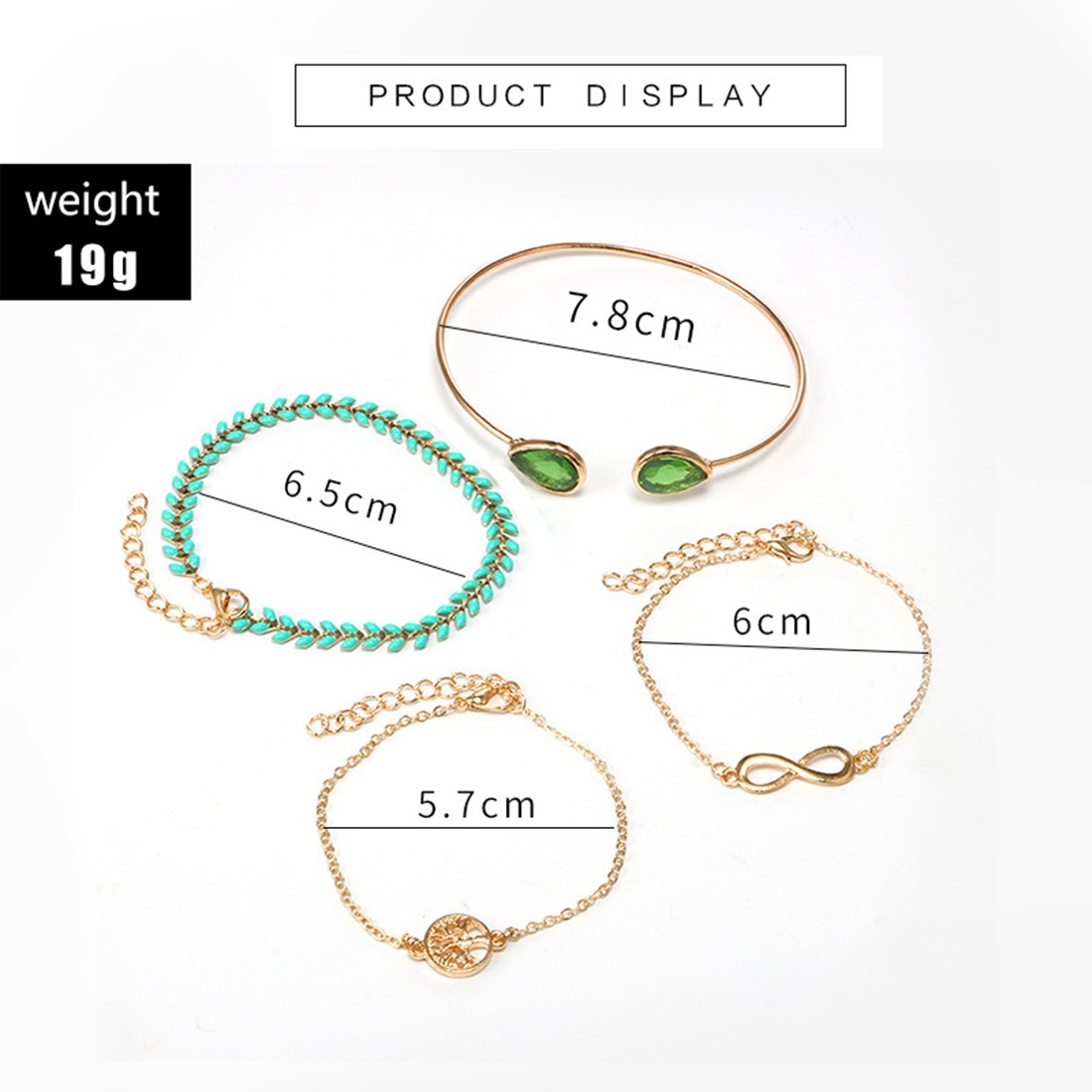 Gold Adjustable Olive Leaf Bracelets for Women Girls Wheat Spike Multiple Stackable Wrap Bangle Brangle Beach Foot Anklet …