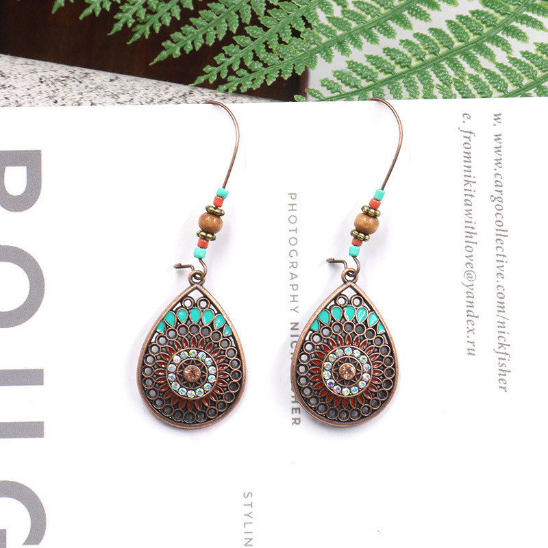Bohemian National Style Drop Shaped Alloy Long Earrings