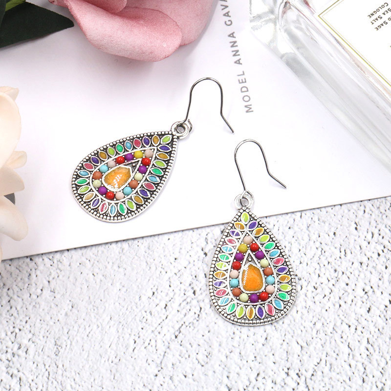 Bohemian National Style Drop Shaped Alloy Long Earrings