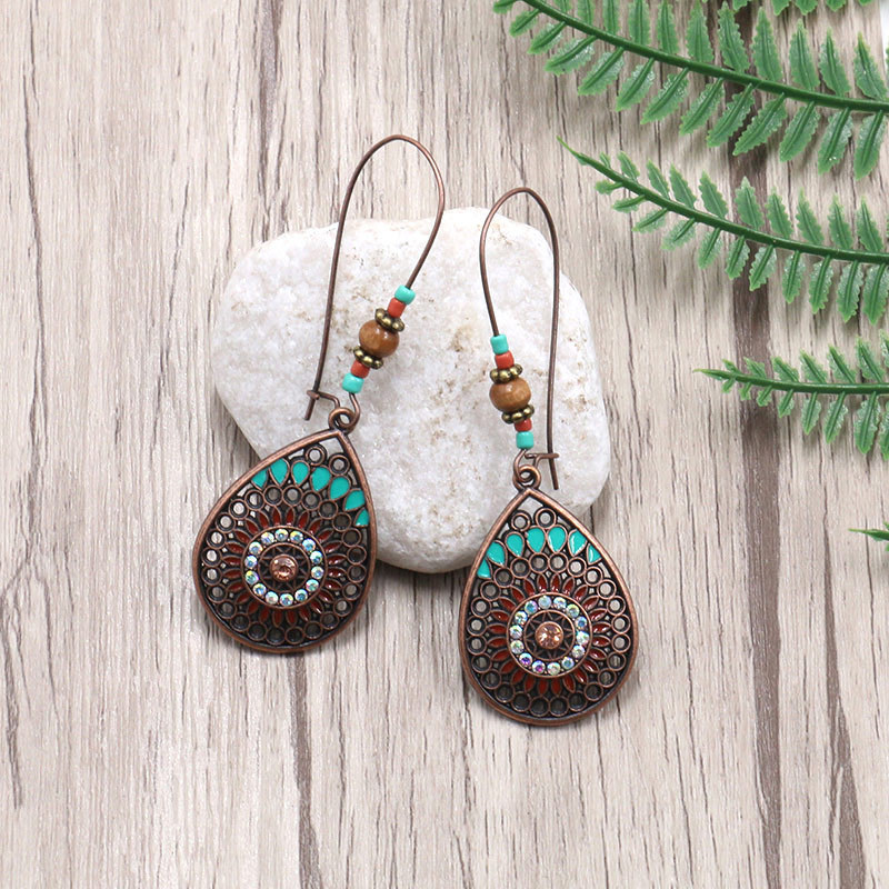 Bohemian National Style Drop Shaped Alloy Long Earrings