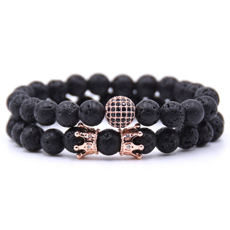 8MM Lava Rock Stone Beads Bracelet for Men Women Essential Oil Beaded Healing Anxiety Bracelets Gift for Father's Day