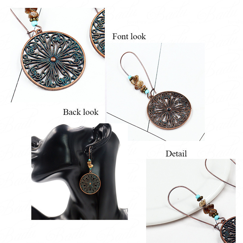 Bohemian National Style Drop Shaped Alloy Long Earrings