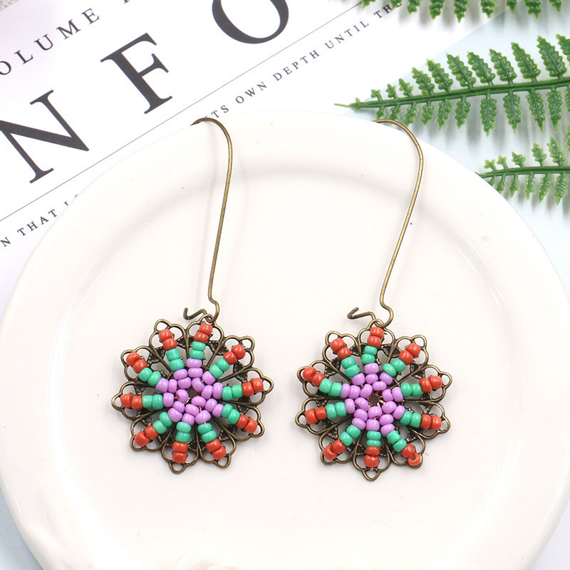 Bohemian National Style Drop Shaped Alloy Long Earrings