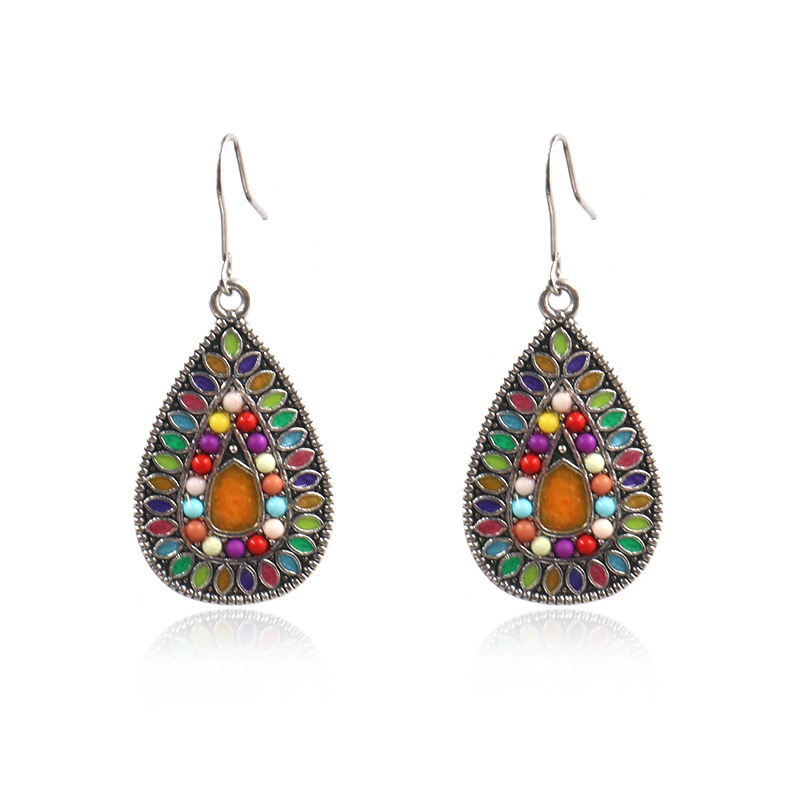 Bohemian National Style Drop Shaped Alloy Long Earrings