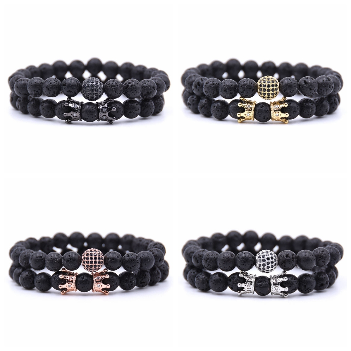 8MM Lava Rock Stone Beads Bracelet for Men Women Essential Oil Beaded Healing Anxiety Bracelets Gift for Father's Day