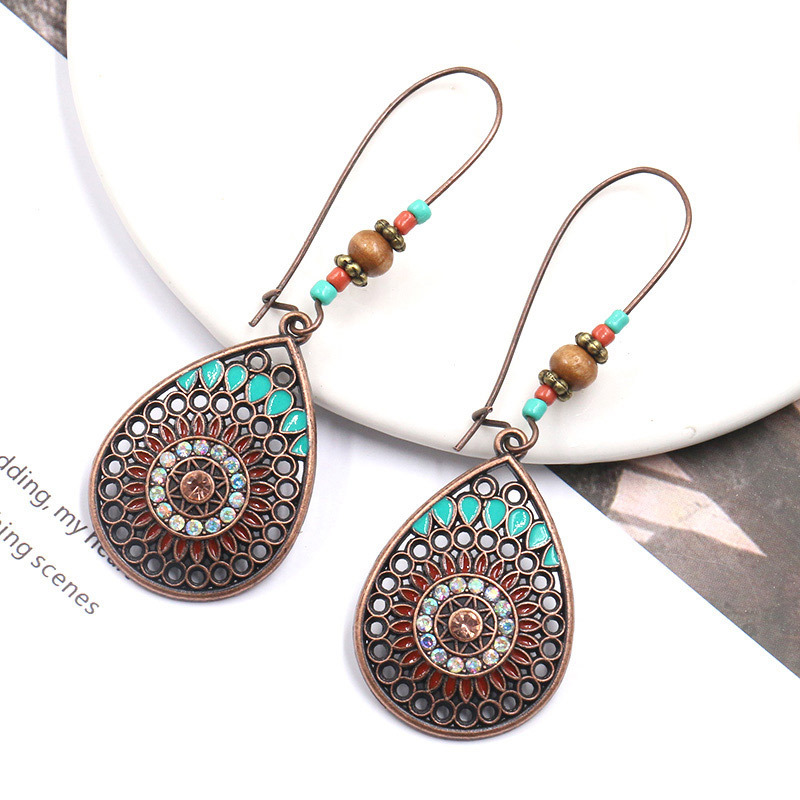 Bohemian National Style Drop Shaped Alloy Long Earrings