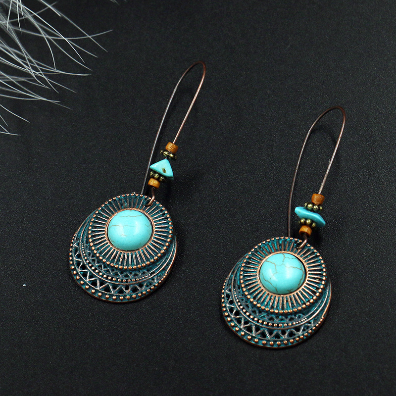 Bohemian National Style Drop Shaped Alloy Long Earrings