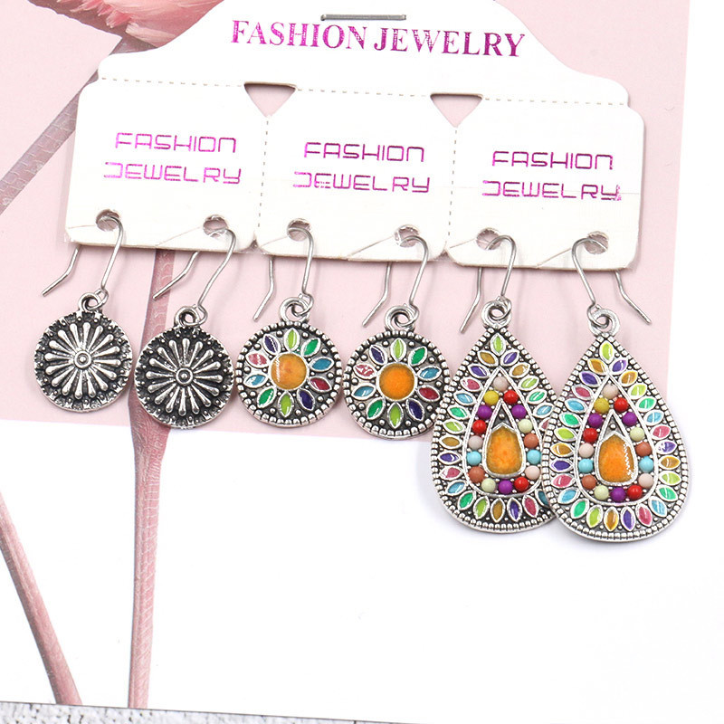 Bohemian National Style Drop Shaped Alloy Long Earrings