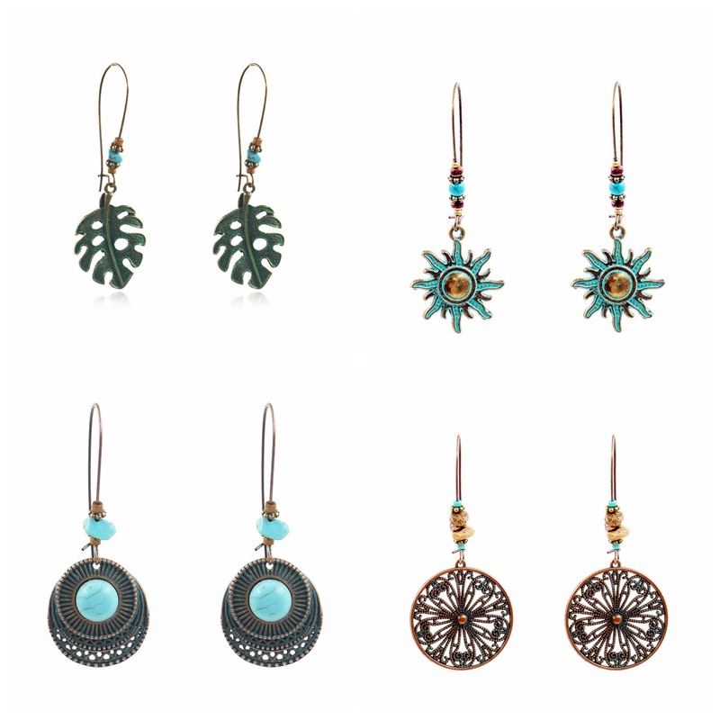 Bohemian National Style Drop Shaped Alloy Long Earrings
