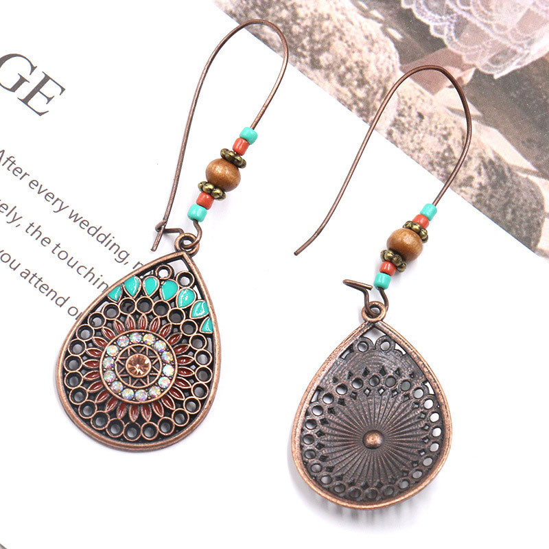 Bohemian National Style Drop Shaped Alloy Long Earrings